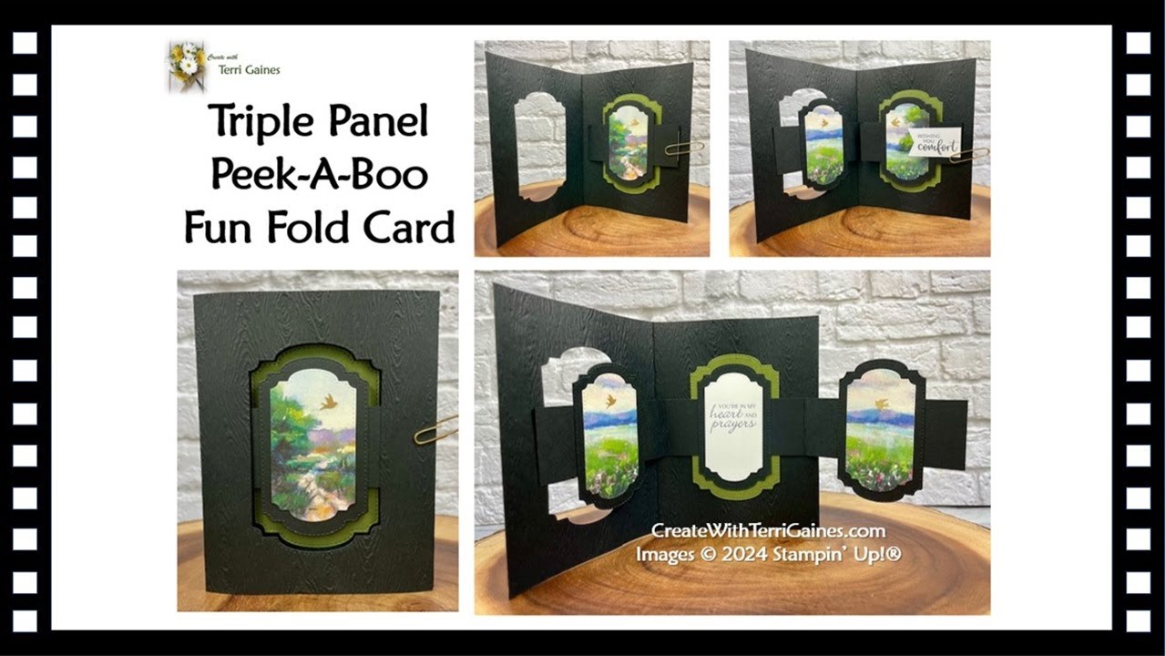 Meandering Meadows Designer Paper - Triple Panel Peek-A-Boo Fun Fold Card
