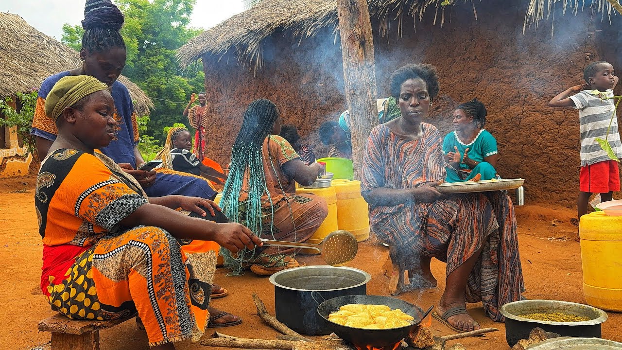 African village life/Cooking Village food  Swahili Coconut Fish curry with Corn flour