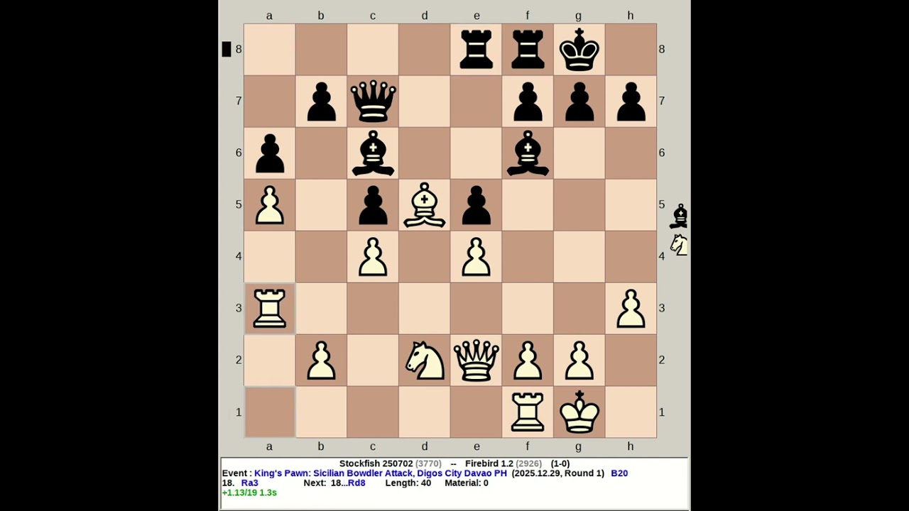 Stockfish 250702 vs Firebird 1.2 | King's Pawn: Sicilian Bowdler Attack 