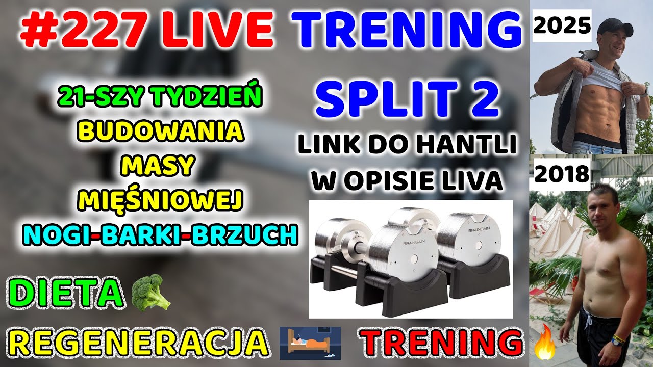 #227 LIVE🔥💪🏼🏋🏼W treningu NOGI - BARKI - BRZUCH l Trening SPLIT 2 l Budowanie mięśni #sprawność