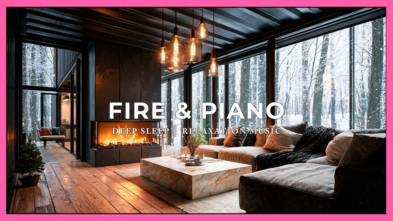 🎹🎼Quiet Winter Piano Lounge | Snow Outside, Fireplace Inside | Focus & Relax | Relaxation Music🎵