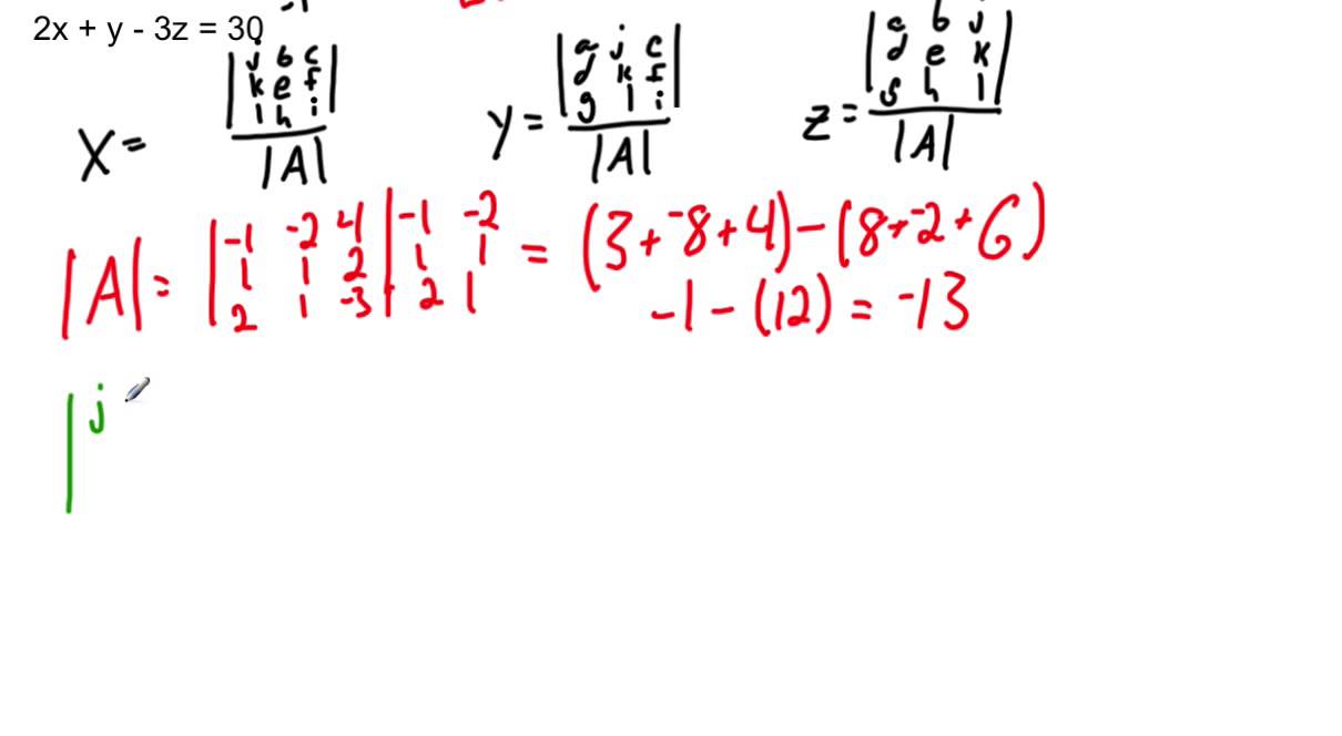 Cramer's Rule for a 3 Variable System of Equations