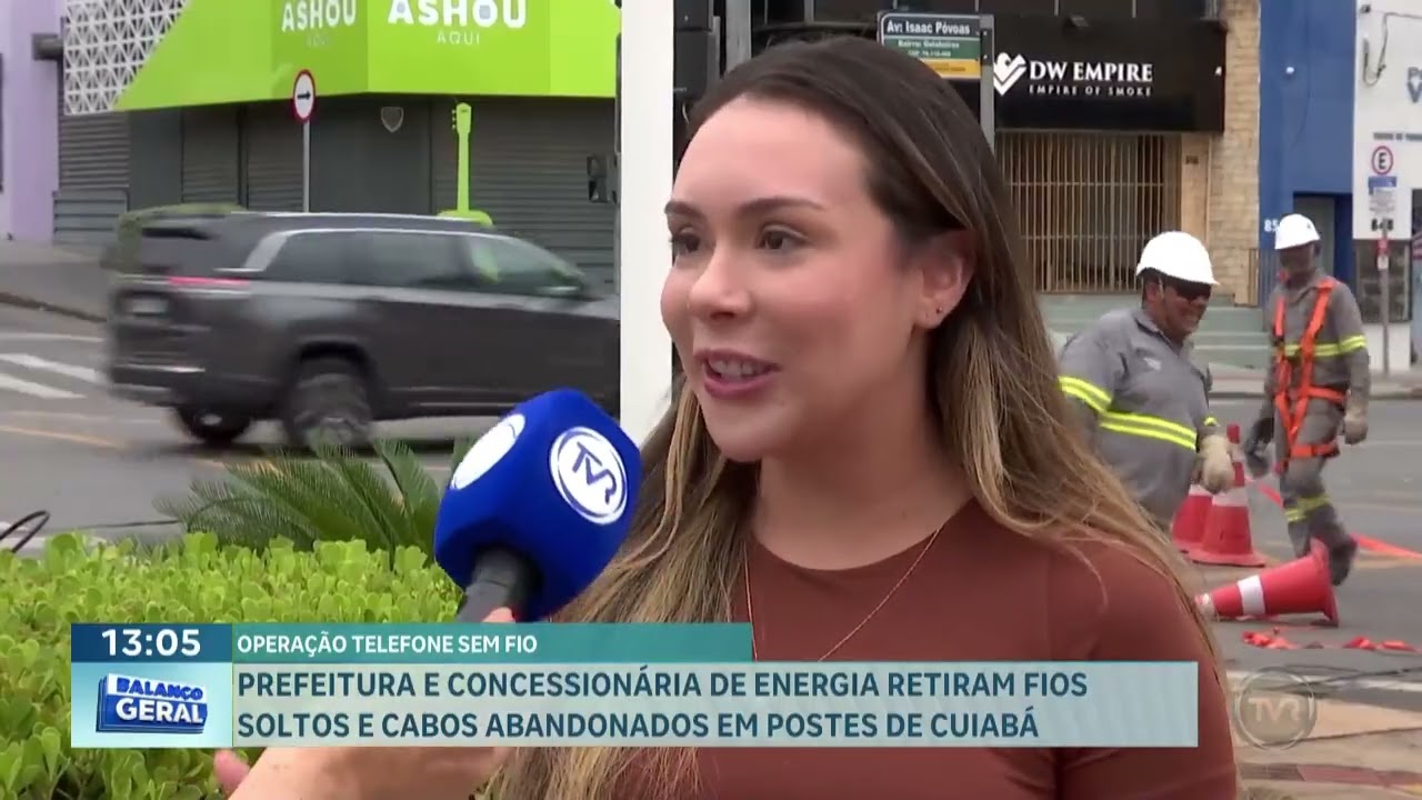Prefeitura e concessionária de energisa retiram fios soltos e cabaos abandonados em postes de Cuiabá