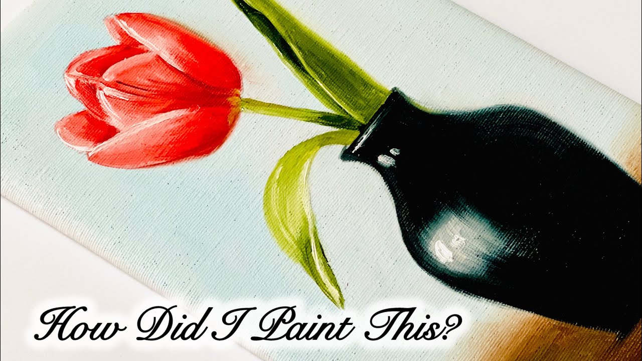 How to Paint a Tulip Flower in the Vase? 🌷 Easy for Beginners 