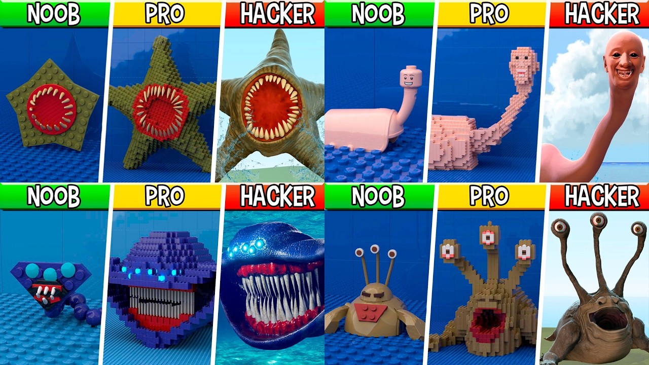 LEGO ALL Characters in We Swam Too Far in the Ocean (FULL COLLECTION #1) : Noob,Pro,HACKER!