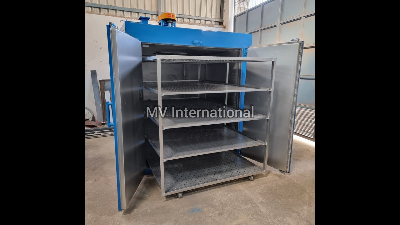 Enamel Paint Baking Oven with Movable Trolley & Trays for Easy Loading Unloading.