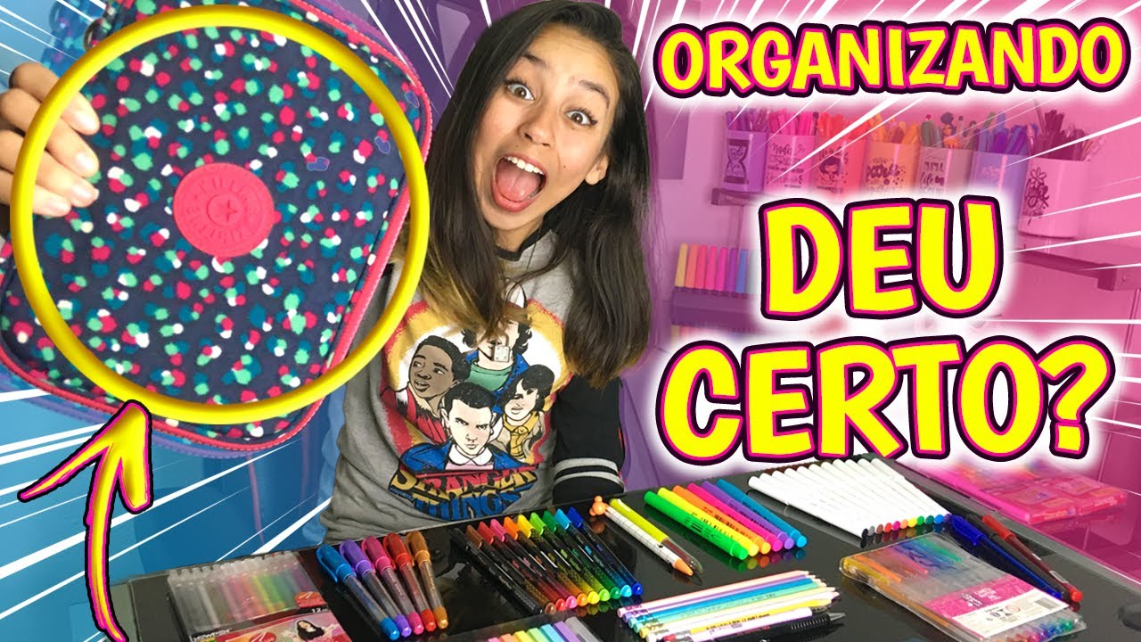 ORGANIZANDO MEU ESTOJO 100 PENS DA KIPLING VOLTA ÀS AULAS | COISAS DA LUNA