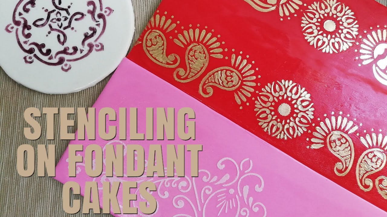 How to do stenciling on Fondant Cakes (3 ways) - Tutorial
