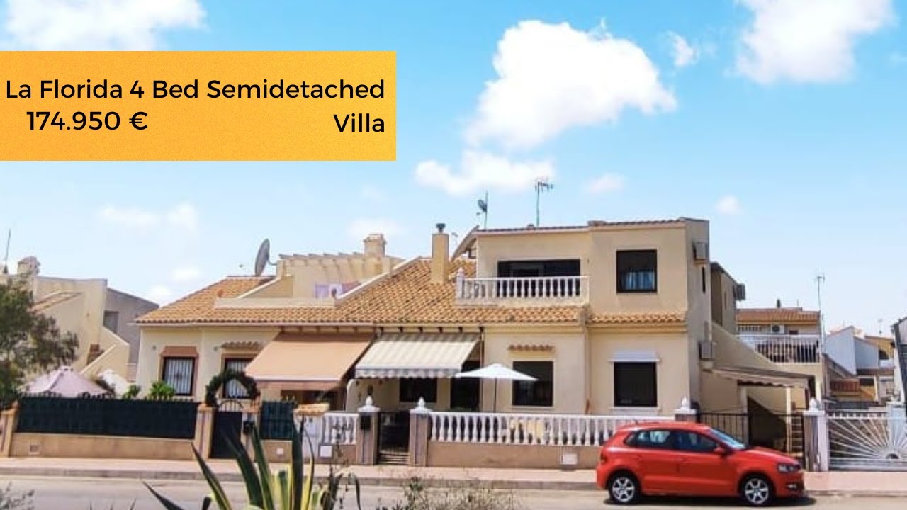  168,950€ La Florida, 3/4 bed 2 bath east facing semi detached villa