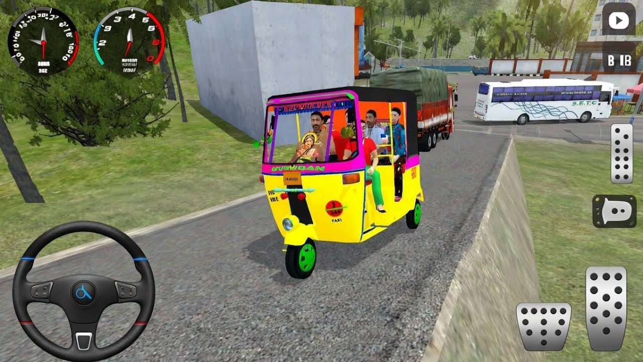 Indian Tuk Tuk Auto Rickshaw Dangerous OFF-ROAD DRIVE 😱 | BUSSID 