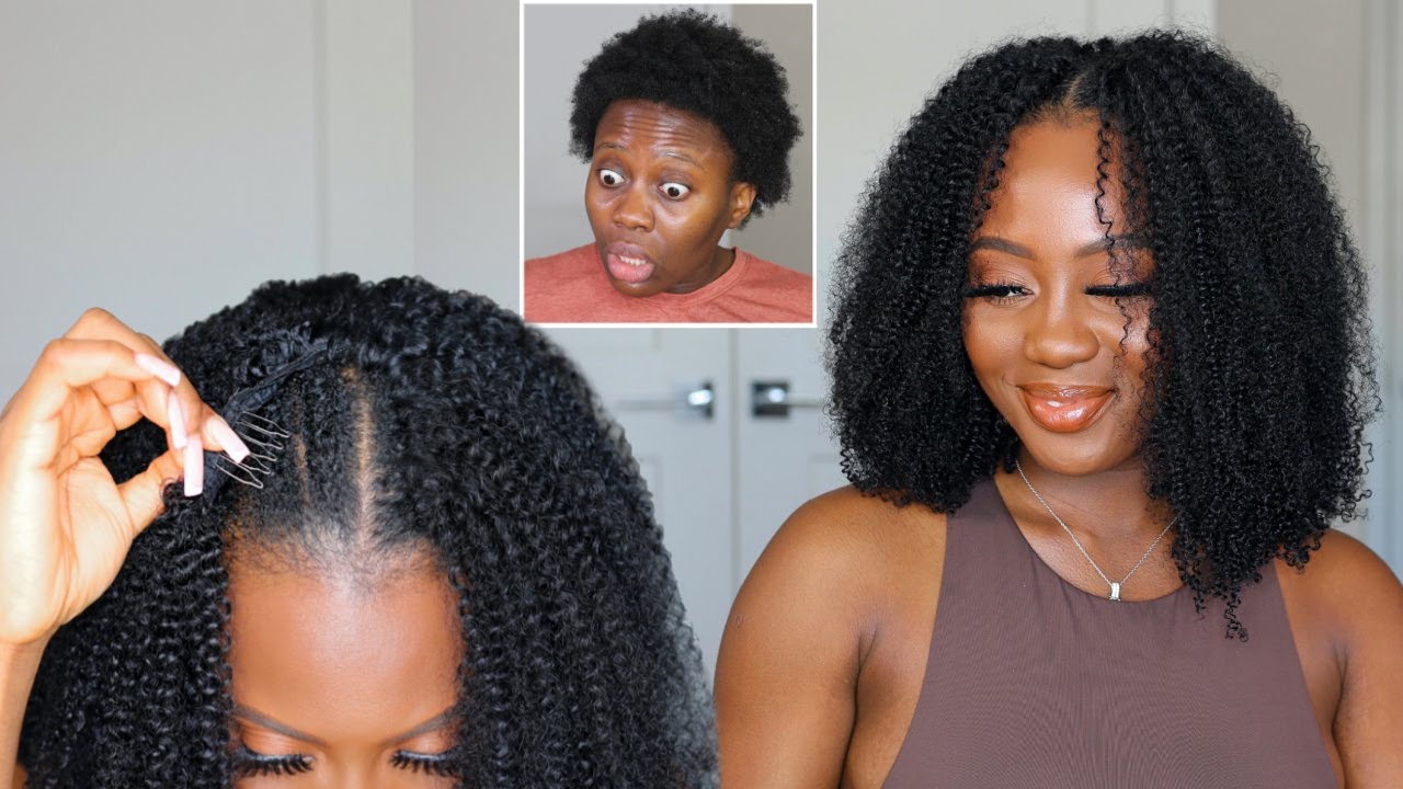 Wow! NO Leave Out, ALL Scalp | U Part Natural Hair wig + Clean girl makeup | Hergivenhair
