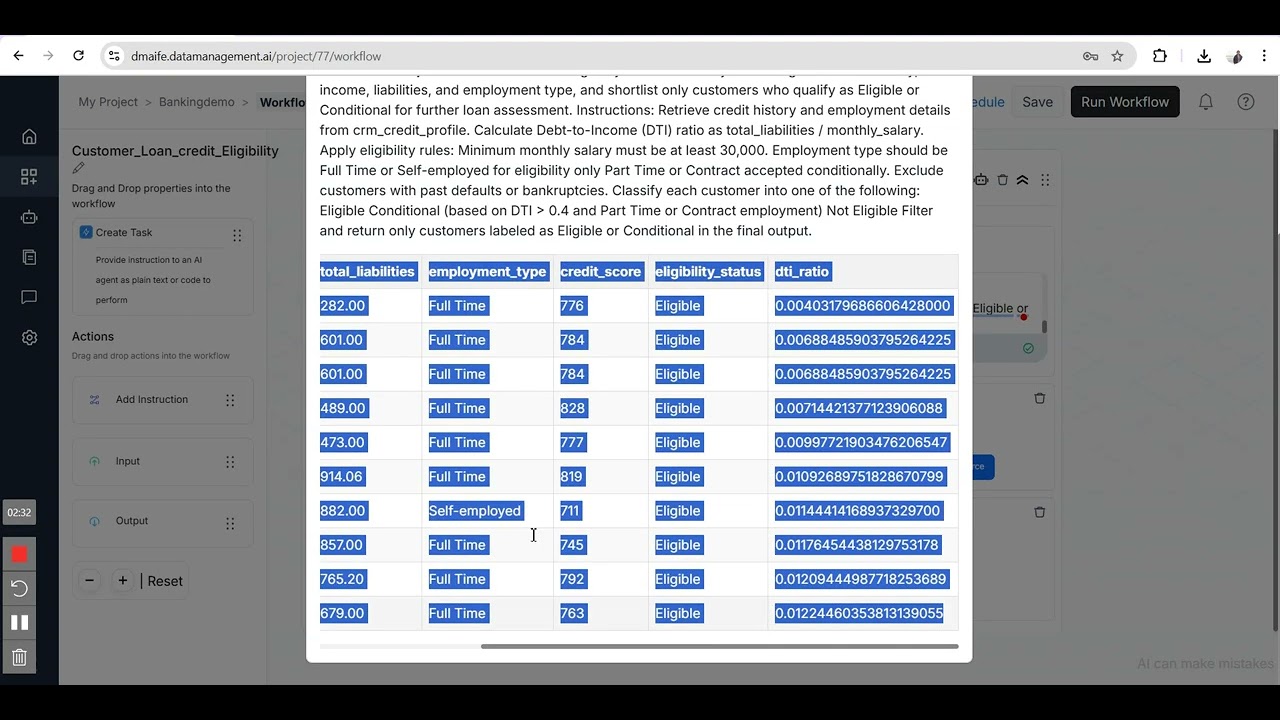 DataManagement.AI Tutorial | E2E Banking Workflow Setup & Smart Data Access via Prompts