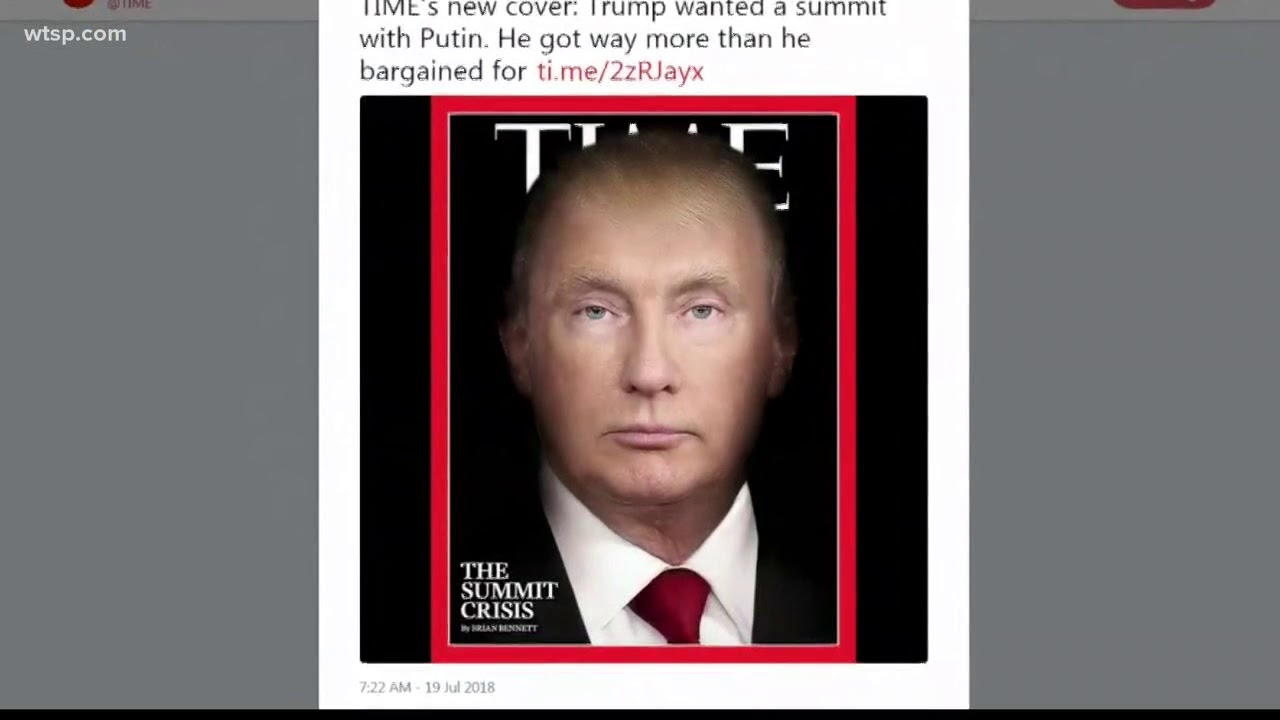 The new Time Magazine cover morphs Vladimir Putin's face with President Trump's face