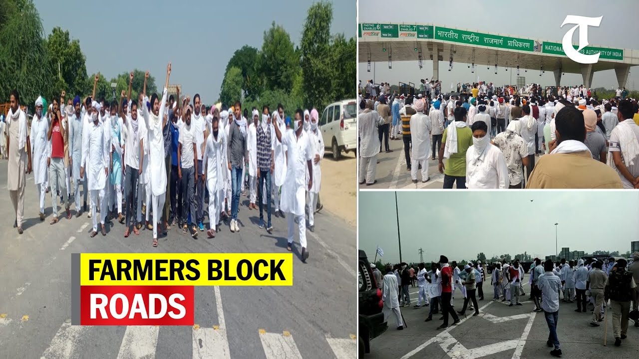 Jind: Farmers protest agricultural ordinances, block roads