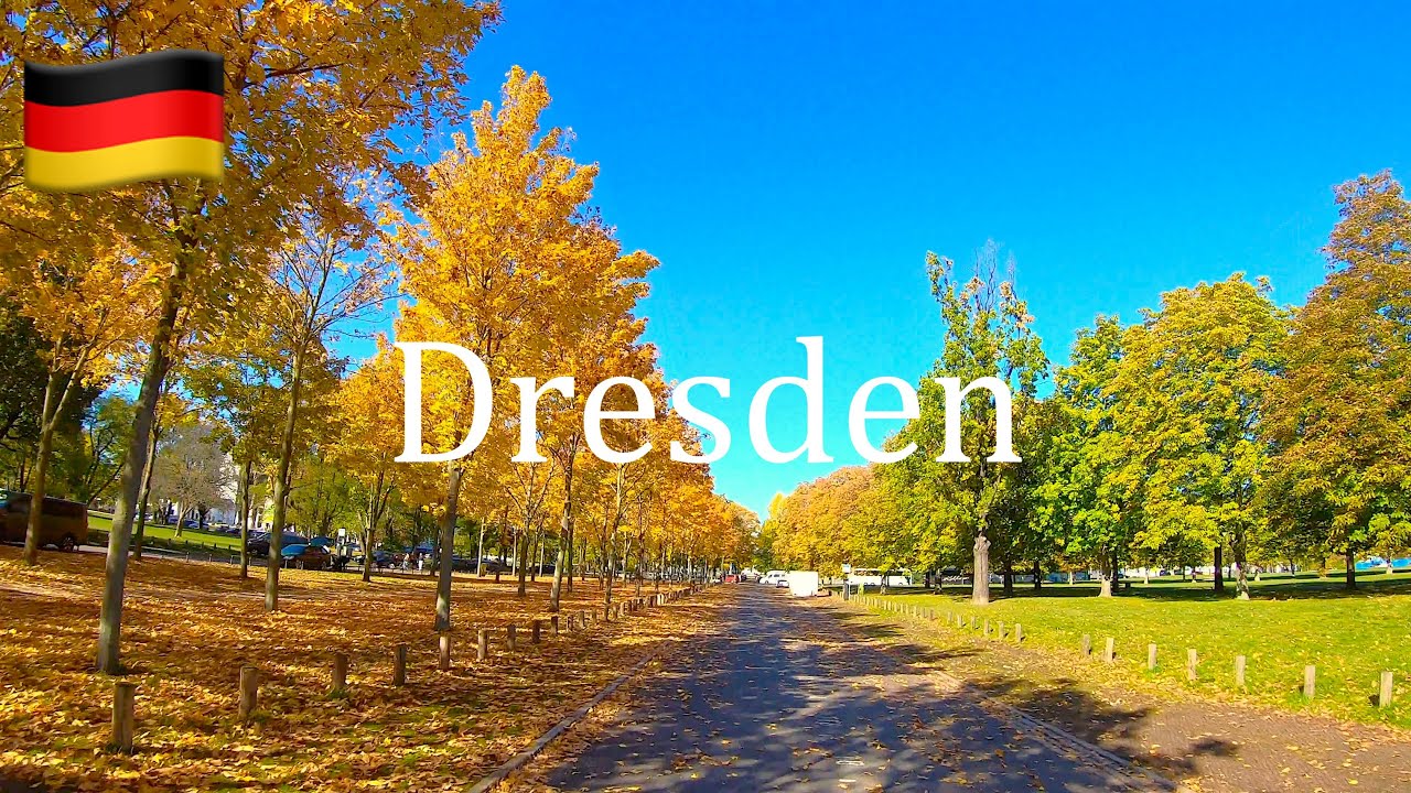 🇩🇪 Autumn in Dresden, Germany 4K. Driving downtown near Zwinger