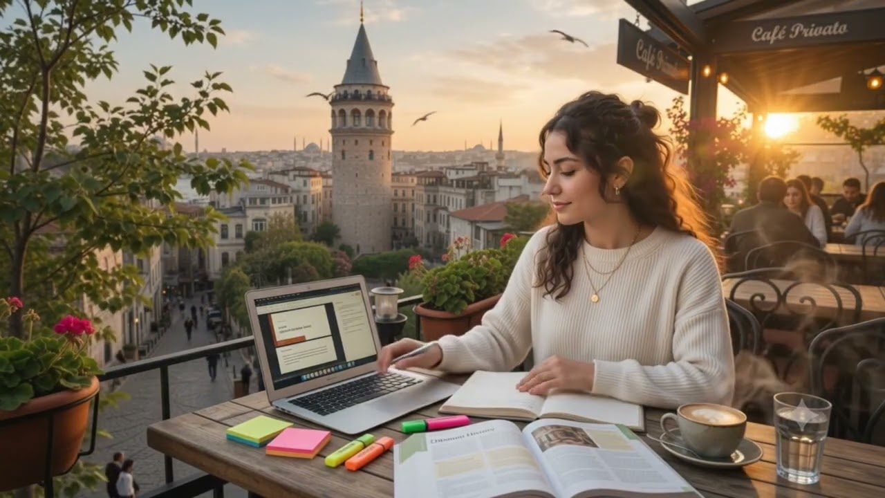☕ 2 Hours of Cozy Istanbul Study Ambience 🇹🇷📚 | Calm Rain & Deep Focus 🌙