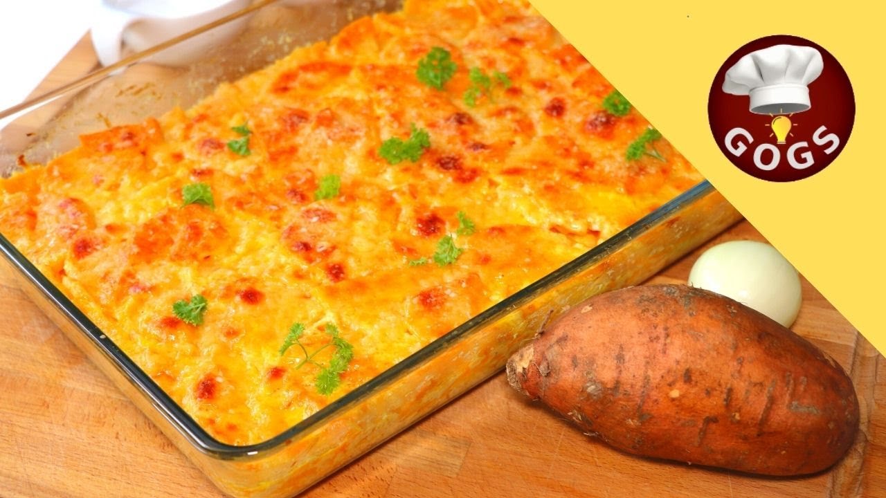 Gratinované batáty.Najlepšie chutia ako príloha k mäsu:-) 