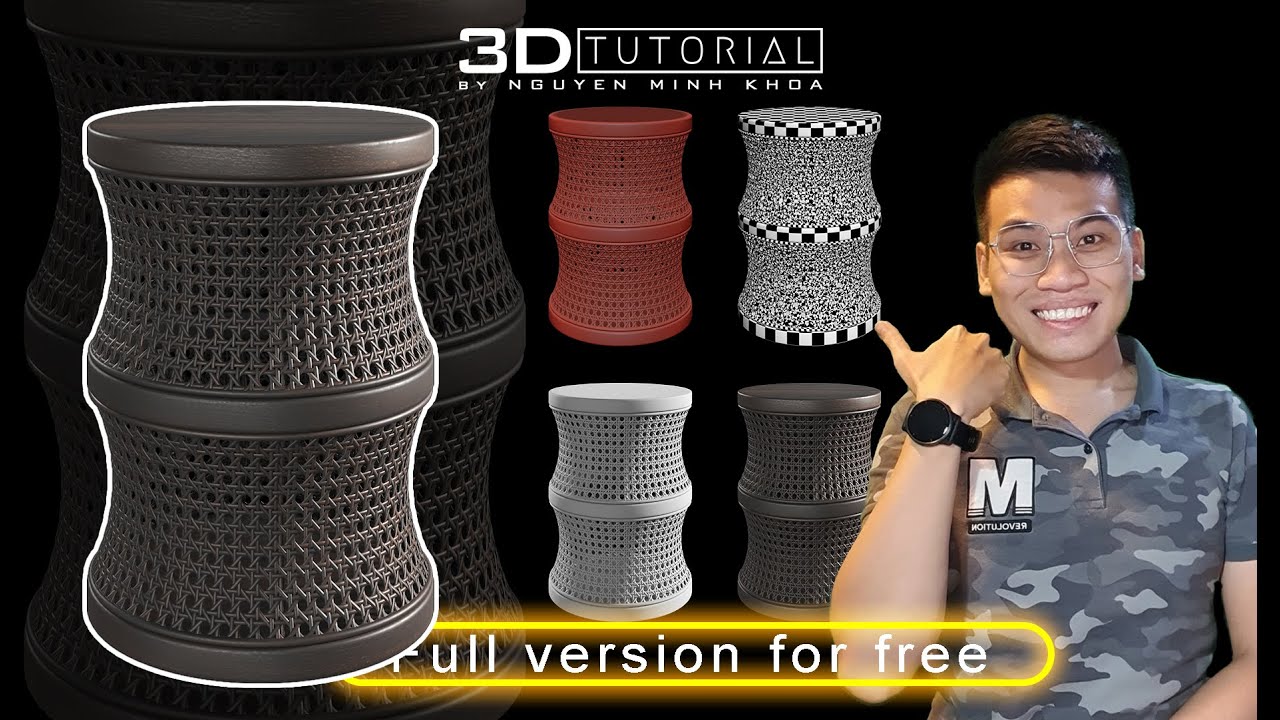 Full version | Tutorial Modeling Rattan Stool (3D Max + Vray)