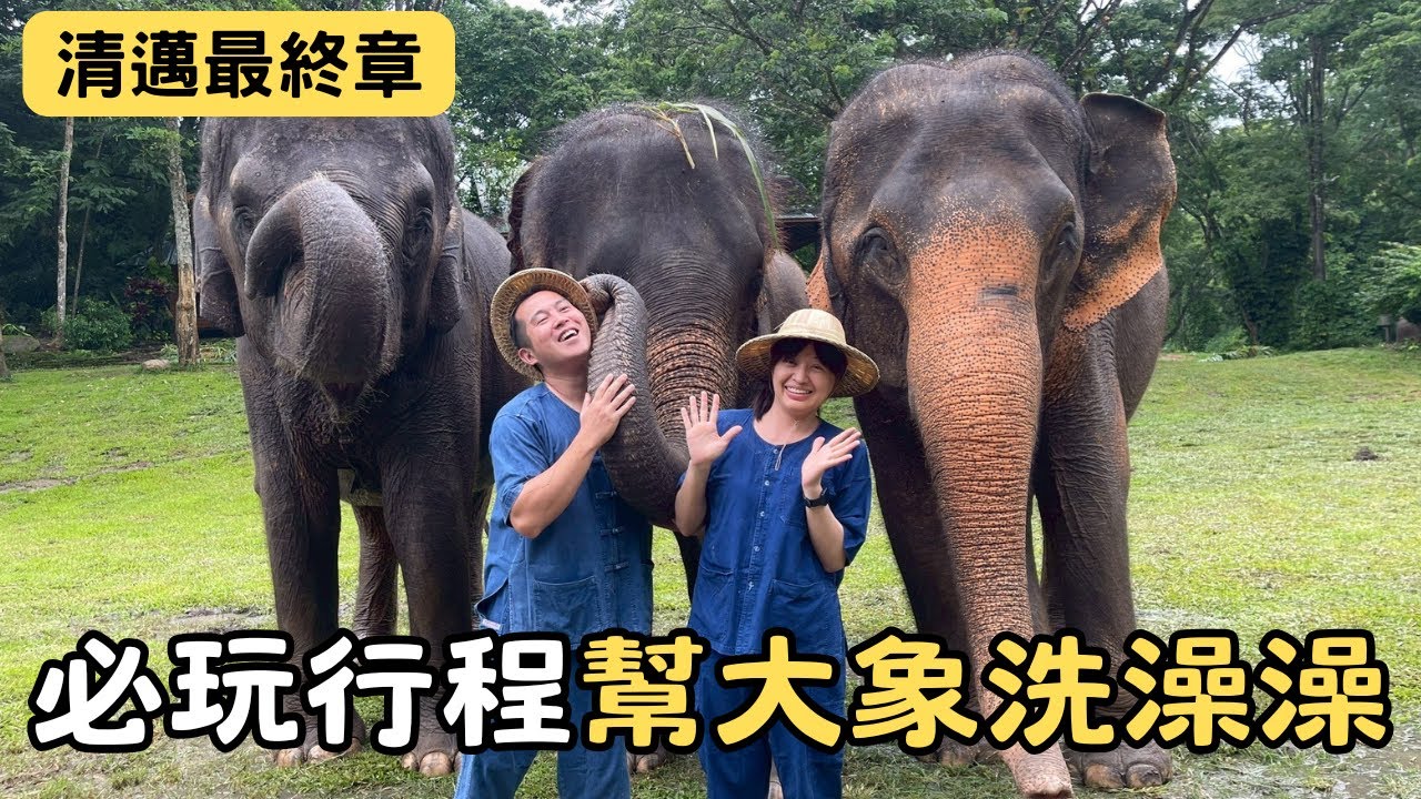 清邁這行程絕對必排！幫大象做便當、餵食、一起洗澡還被瘋狂噴水，整場左擁右抱～玩得超開心！🐘｜媽手哥媽手嫂 清邁第四天EP04