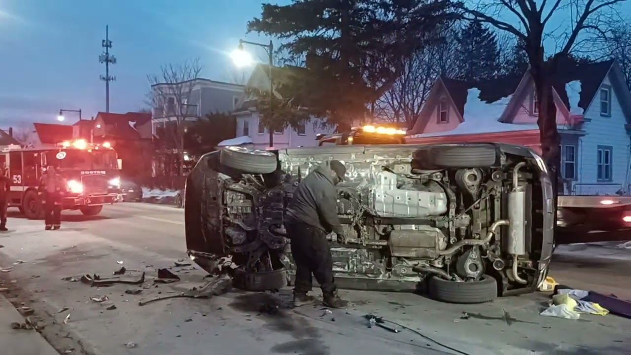 Car roll over on River street in Mattipan.  February 16, 2026