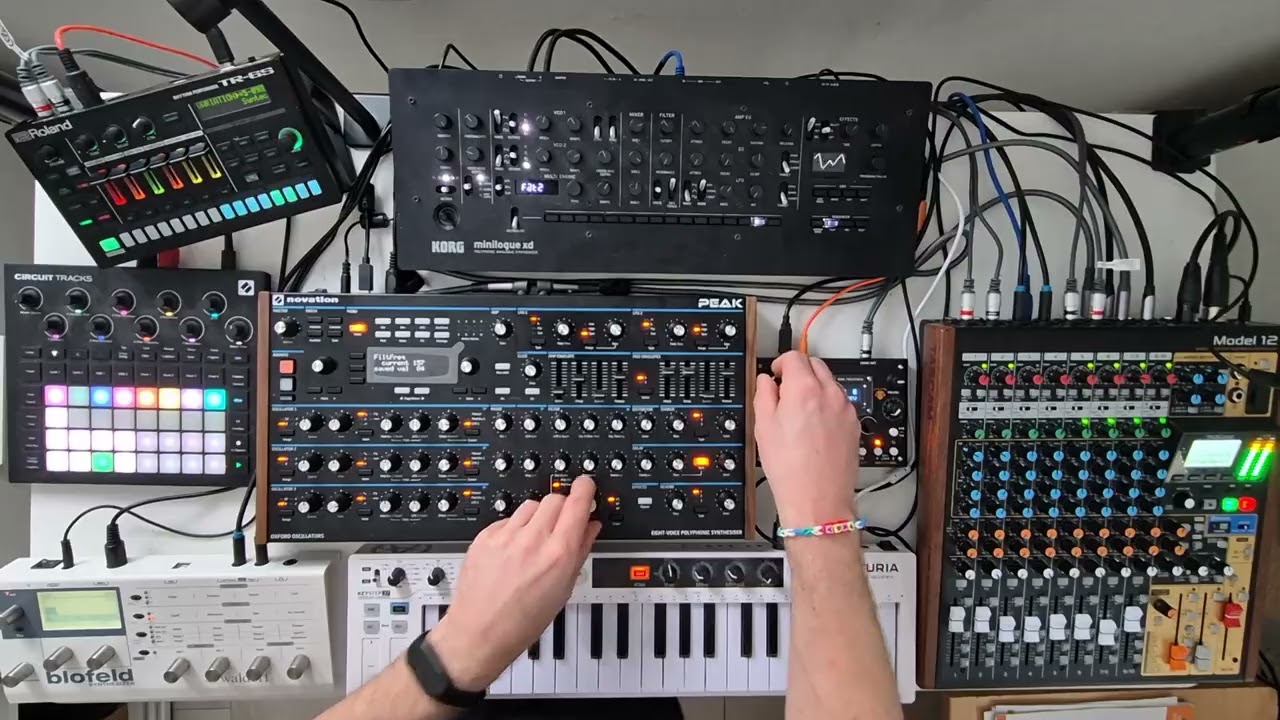 SynTec — Synthwave Techno |  Novation Peak + MinilogueXD  + MicroMonsta2 + Blofeld | Dawless Live 17