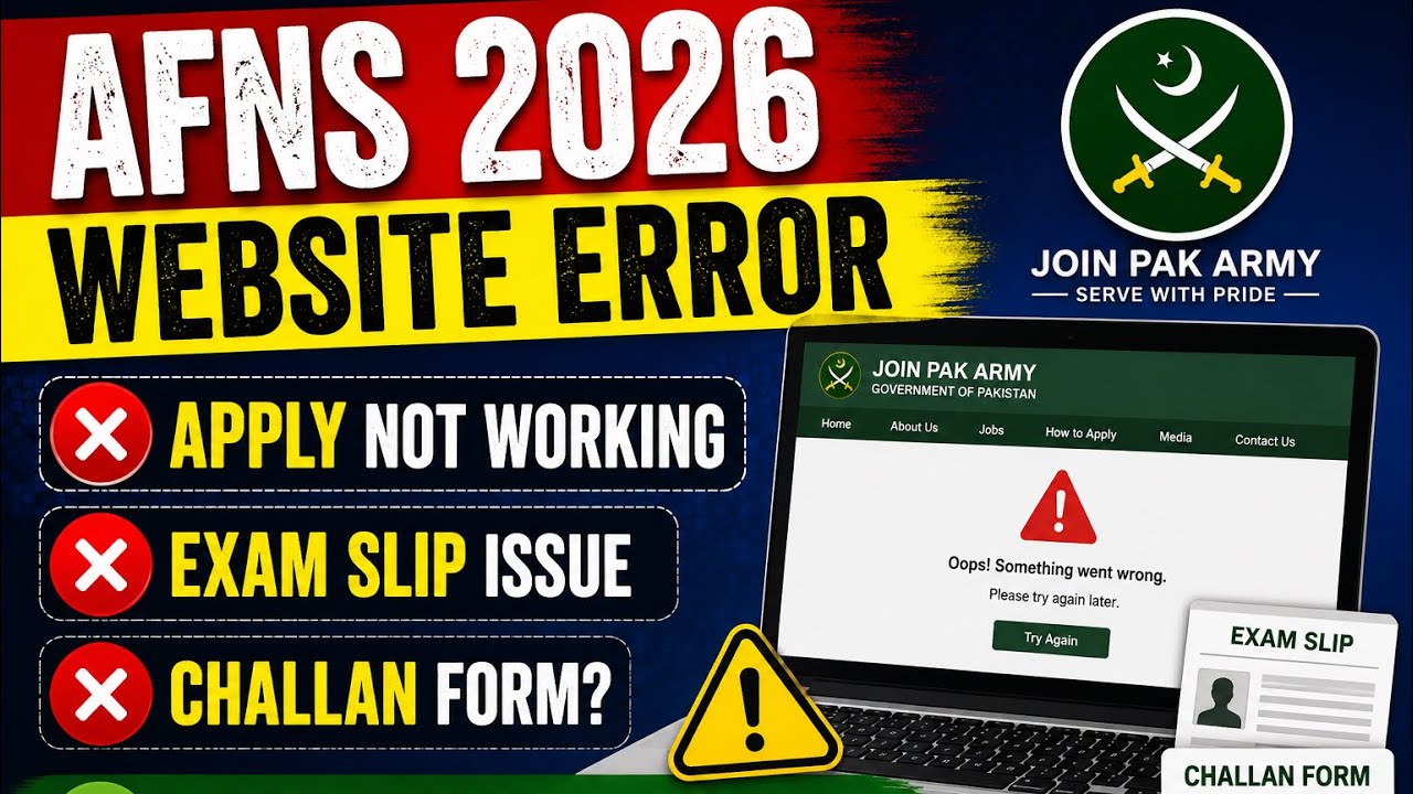AFNS 2026 Website Errors | Apply Form, Exam Slip & Challan Form Problems Solved | Complete Guide