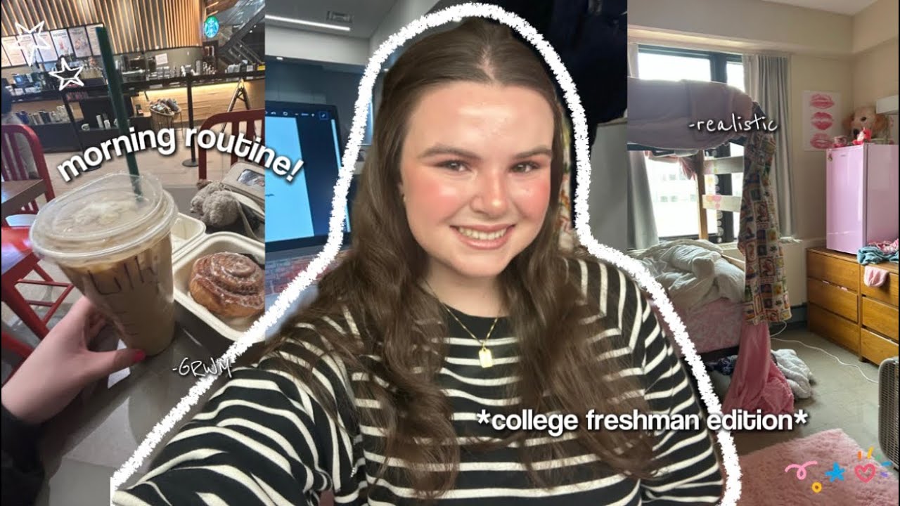 my morning routine as a freshman in college!! || *GRWM, Starbucks, realistic* ☕️☀️🌤️✨