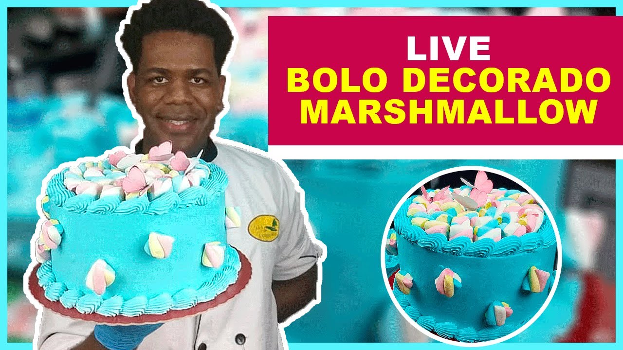 Bolo decorado infantil com chantilly e Marshmallow😍