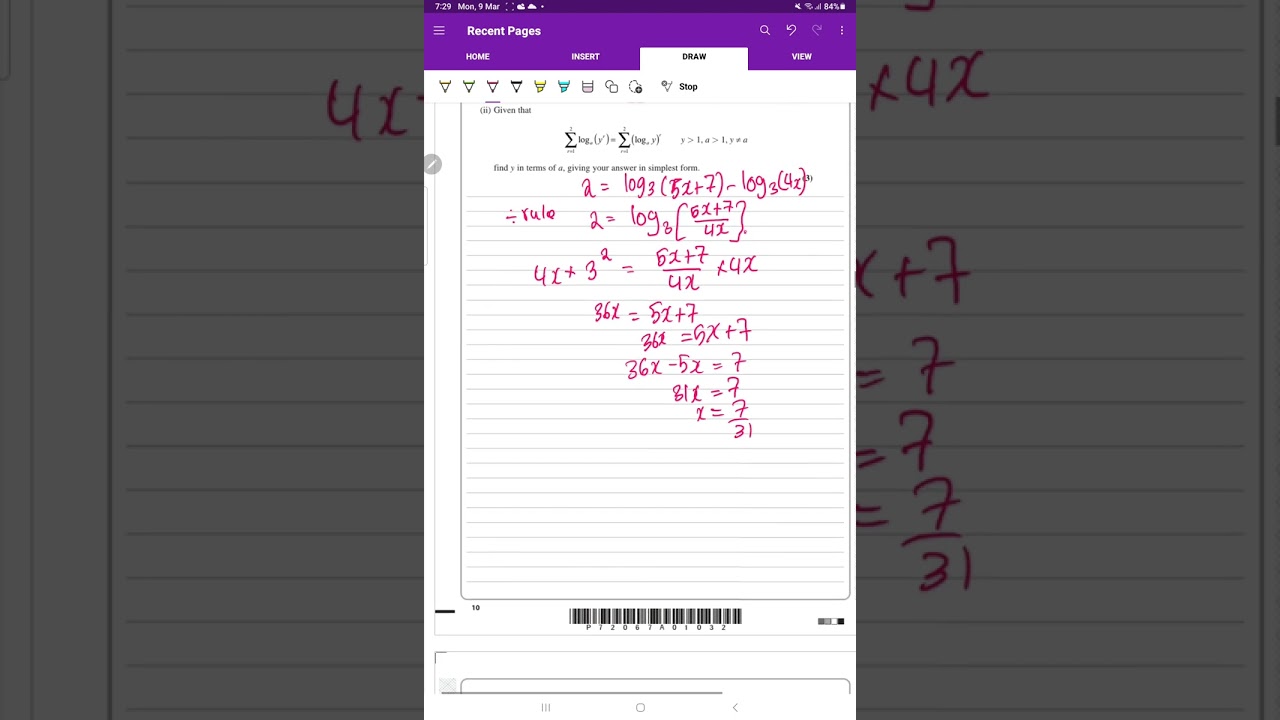 Tricky Loggy Exam Question -  IAL Pure Maths 1