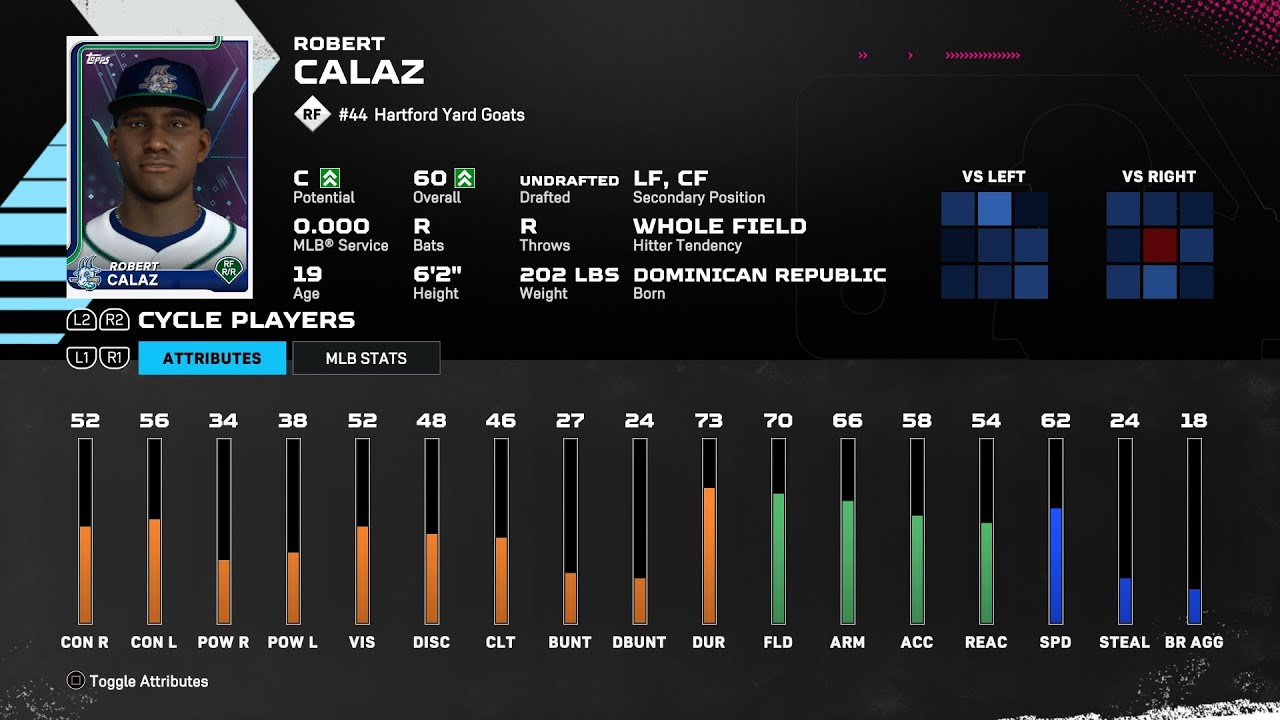 【MLBTheShow25Stats/メジャーリーグ選手能力】Rockies2A 44 Robert Calaz COL2A ロバート・カラズ選手