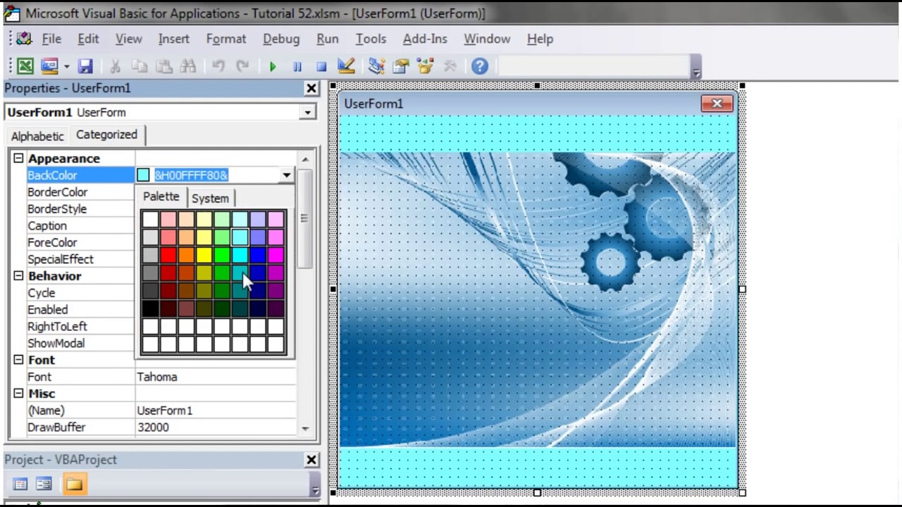 Excel 2010 VBA Tutorial 52   Userforms   Backgrounds and Images