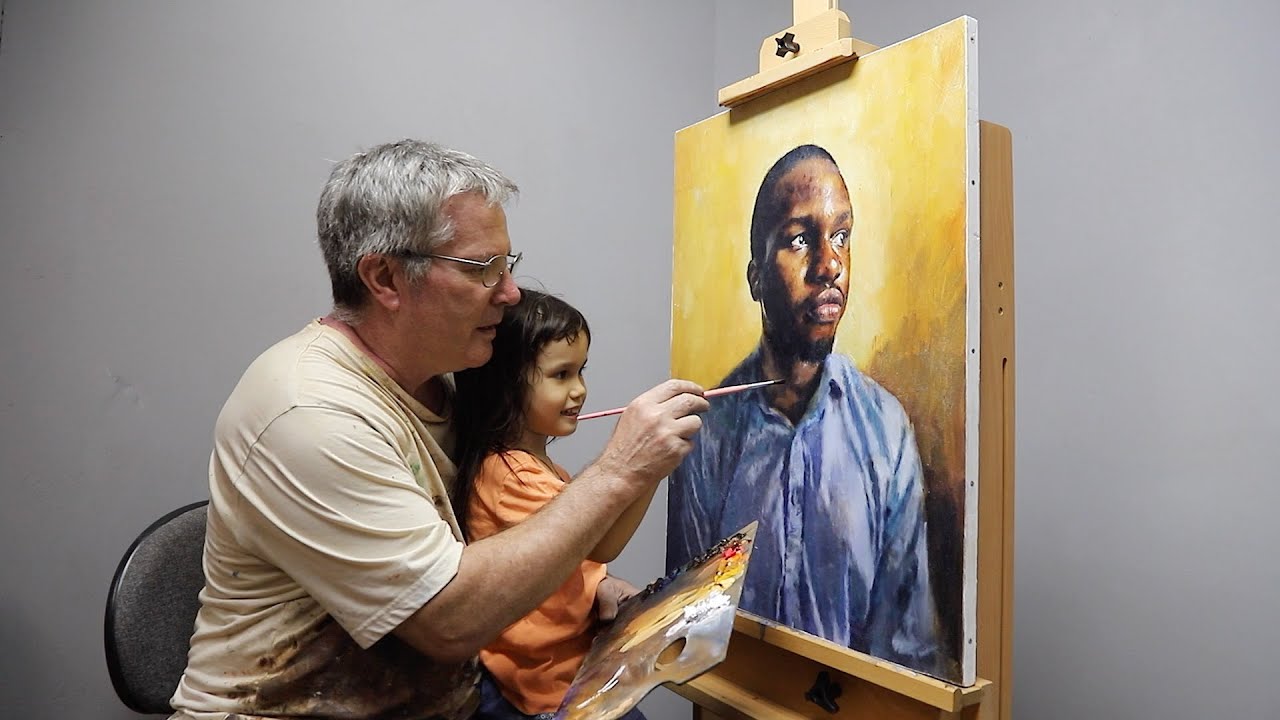 Daddy-Daughter Painting 20 Portraits Together - Baby to 5-Years-Old