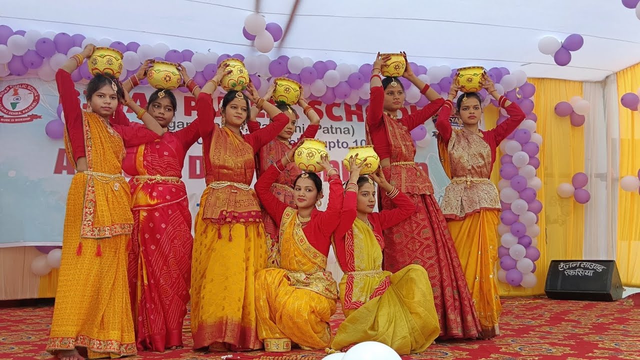 TRADITIONAL JHIJHIYA DANCE ❤️| Bihar Folk Culture | School Cultural Program