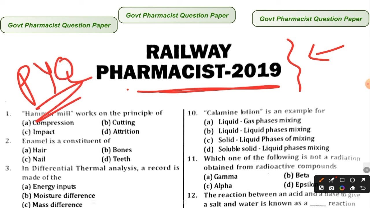 RRB Pharmacist 2019 Question Paper with Solution | Railway Pharmacist Exam Preparation | Part 1