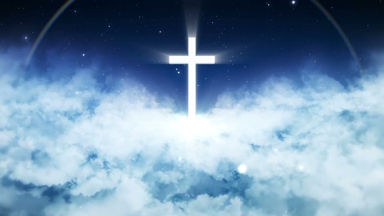Holy Light Cross || Pathway to Heaven || Clouds in the Night Sky || Cross Video Background Loop