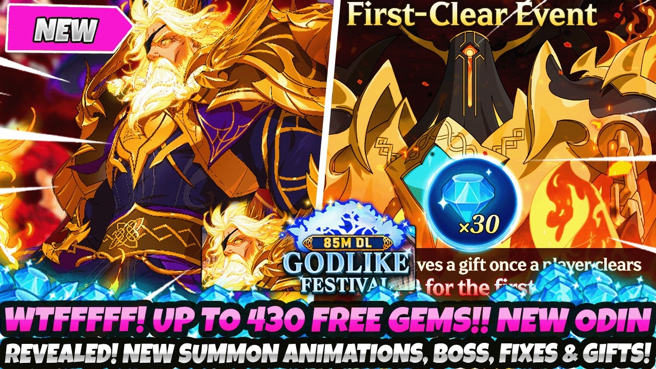 *WTFFFF! UP TO 430 FREE GEMS!* NEW ODIN REVEALED! NEW SUMMON ANIMATION, BOSS, GIFTS (7DS Grand Cross