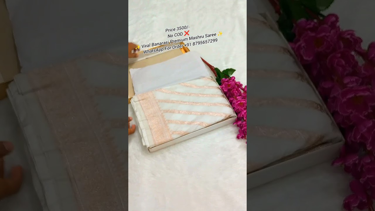 Pure White Banarasi Mashru Katan Silk Saree #purewhite #mashrusilk #katanshareecollection #saree