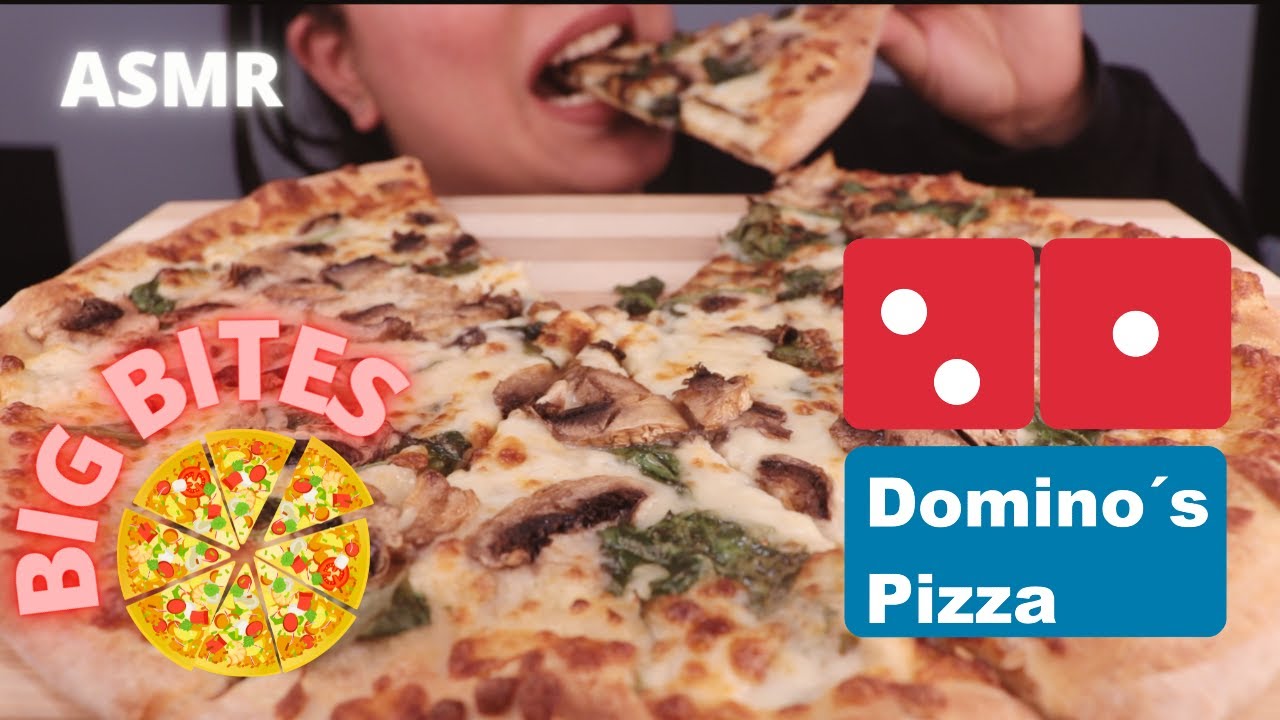 ASMR DOMINO'S PIZZA MUKBANG 먹방 |ALFREDO SAUCE+MUSHROOMS+SPINACH| *BIG BITES* EATING SOUNDS