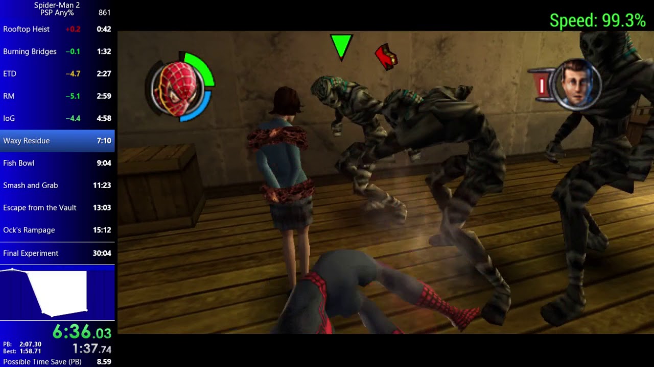 Spider-Man 2 PSP Any% Easy speedrun in 30:12 (PPSSPP Emulator)