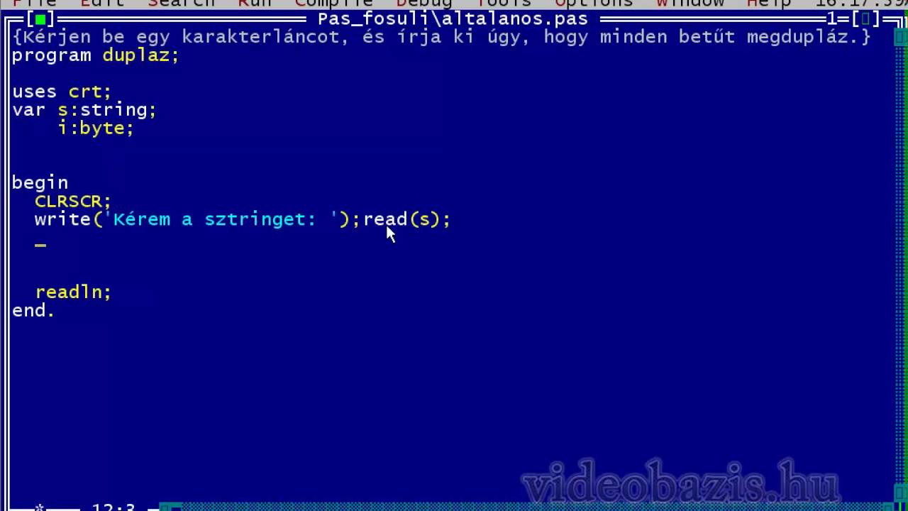 Turbo Pascal programozás oktatóvideó haladó