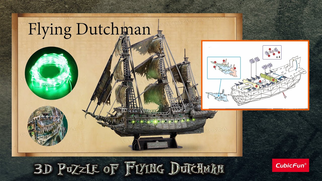 CubicFun Flying Dutchman 3D Puzzle Tutorial 🚢 | Full LED Assembly Guide & Review