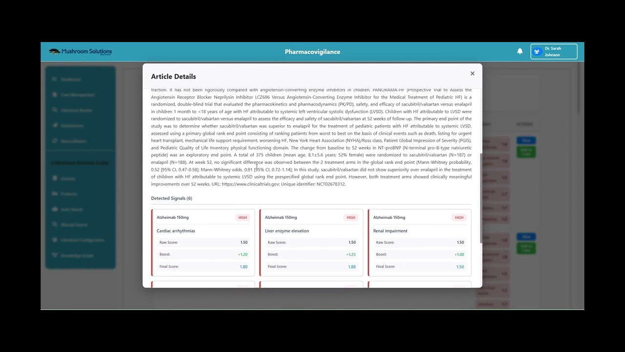 Pharmacovigilance & Signal Detection: Mushroom Solutions Demo
