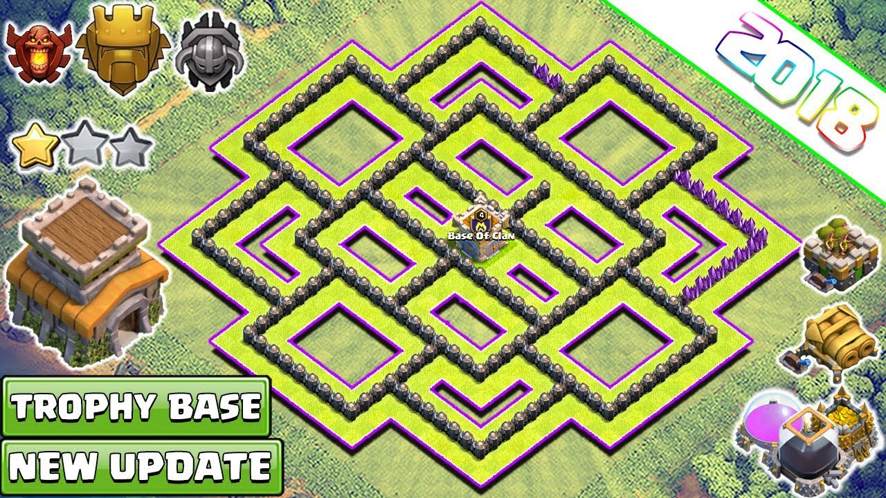 New Town Hall 8 (TH8) TROPHY Base 2018!! Th8 Base Design [CC in Center] - Clash of Clans