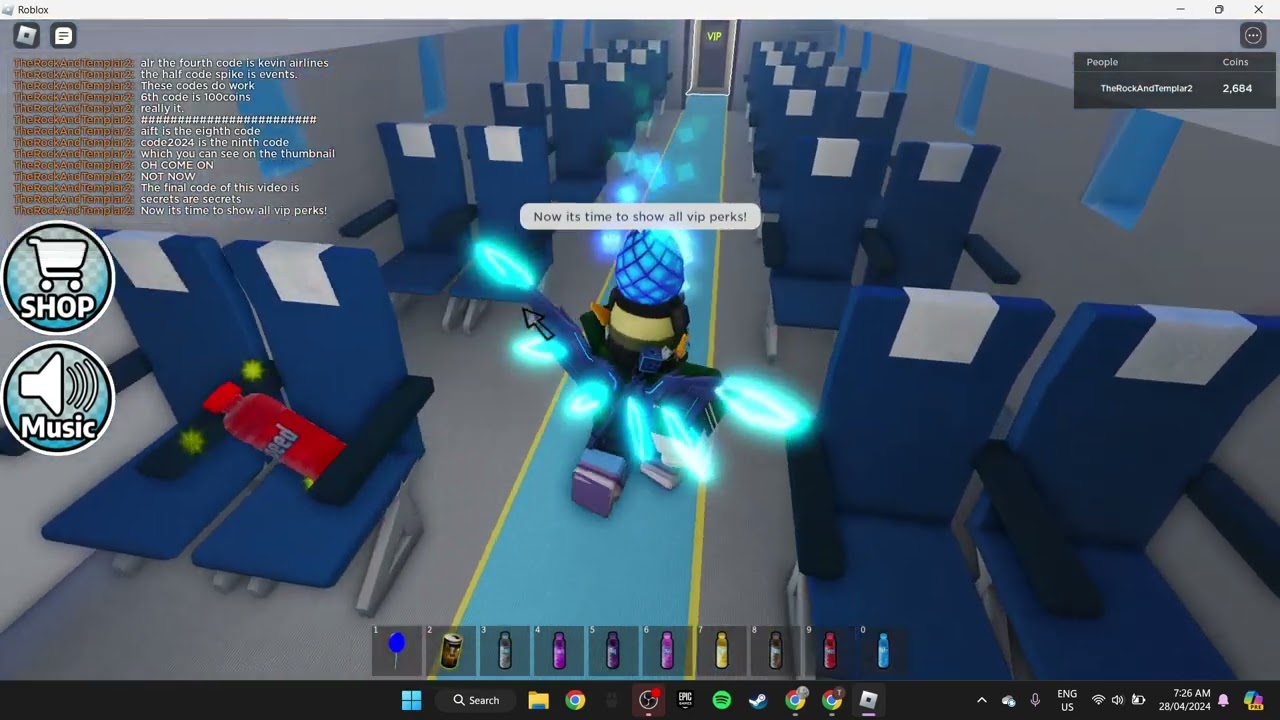 All codes + VIP perks in An Infinite Plane Trip