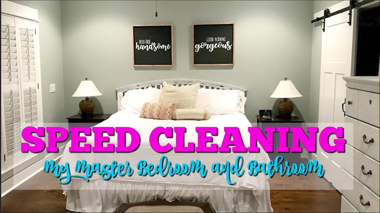 SPEED CLEAN MY MASTER BEDROOM AND BATHROOM | POWER HOUR CLEAN WITH ME | CLEANING MOTIVATION