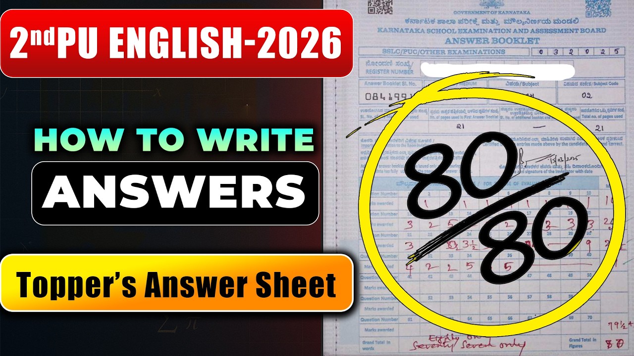 How to write to Score 80/80 2nd PUC English | Toppers Answer Sheet | 2nd PU English Exam 2026
