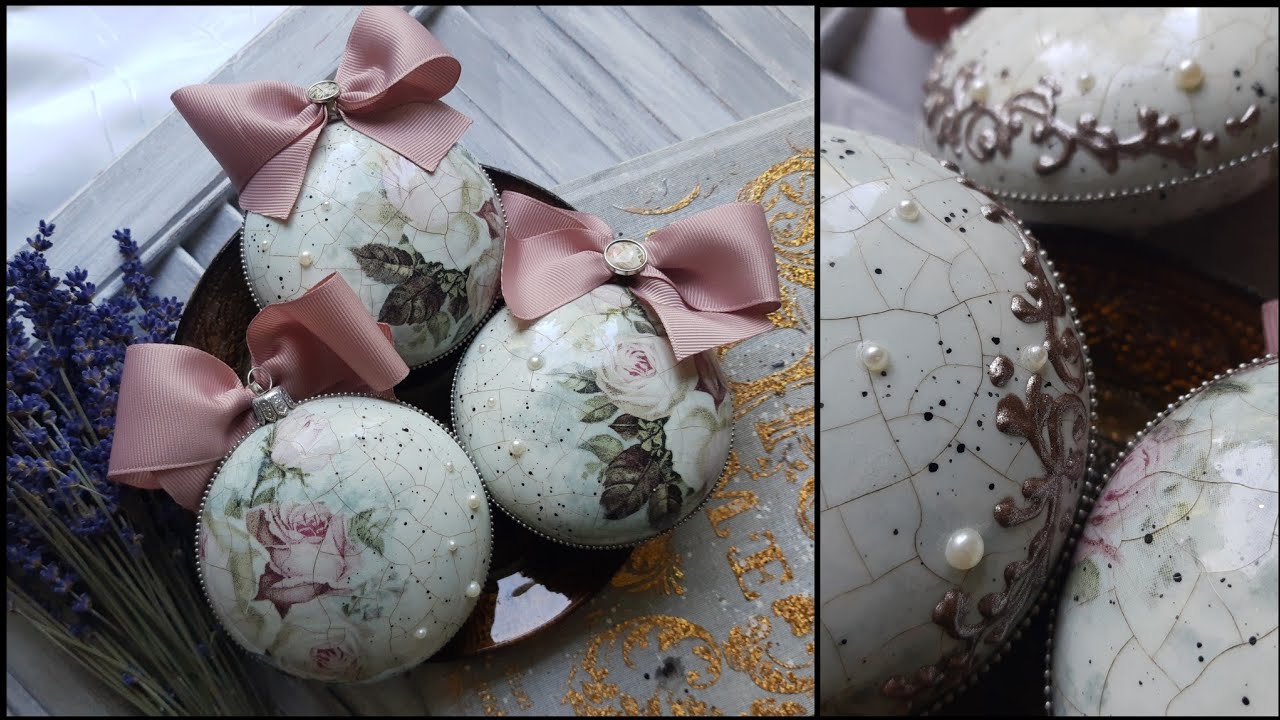 Gently pastel medallions with vintage roses🥀Easy decoupage ornaments 🥀