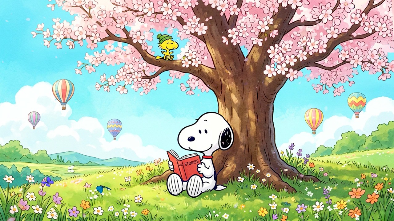 Snoopy’s Quiet Spring Reading 🌸📚 Soft Lofi Music for Relax, Study & Calm Minds