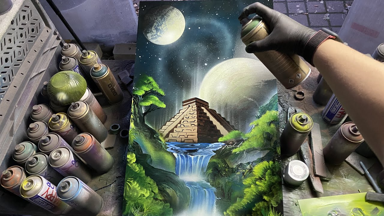 Ancient Mayan Temple - SPRAY PAINT ART by Skech