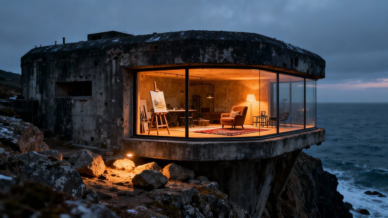 Transforming a Coastal Pillbox into a Sunrise Art Studio (Full Process ASMR)